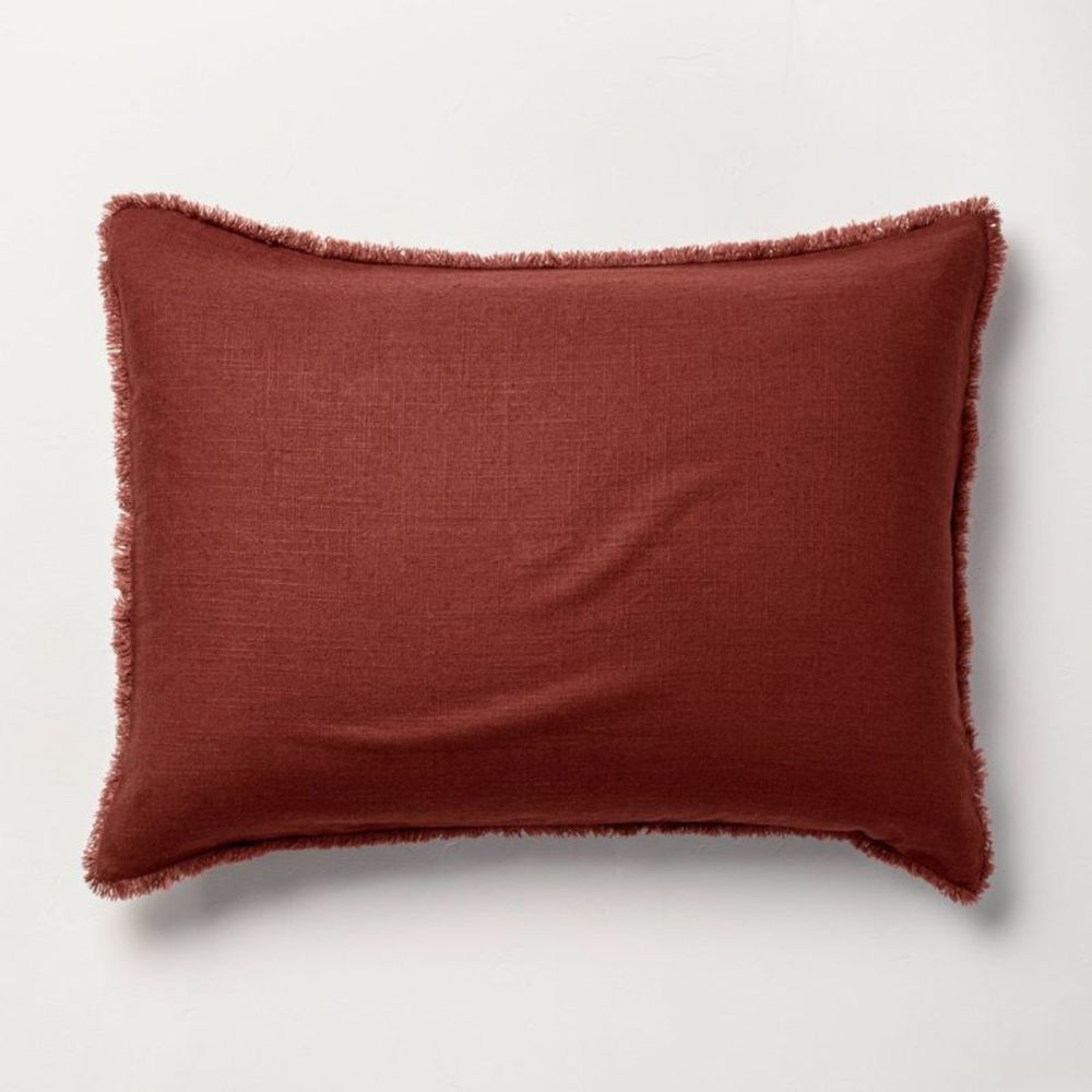 Standard Heavyweight Linen Blend Comforter Sham Dark Clay - Casaluna